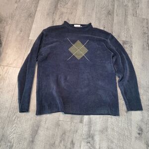 Navy Argyle Sweater untied